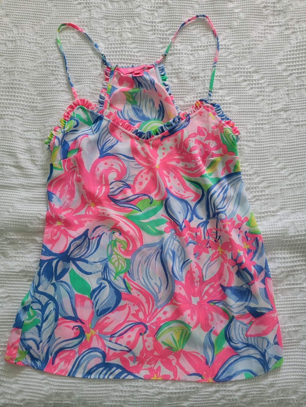 Lilly Pulitzer EUC Multi Havana Cocktail Ruffle Tank Top